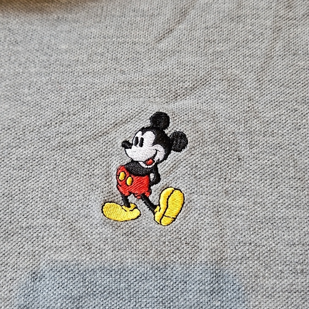 Disney Vintage Mickey Inc Medium Grey Polo 100% Cotton - Picture 2 of 4